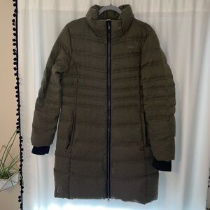 Lole green parka jacket coat down feathers women’s L large winter puffer coat